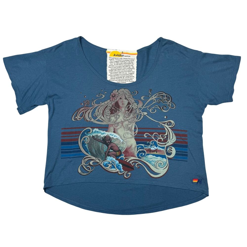 Aviator Nation Paige Mycoskie Mermaid Tee Surf Stripe Small Very Rare Goddess - Picture 1 of 11